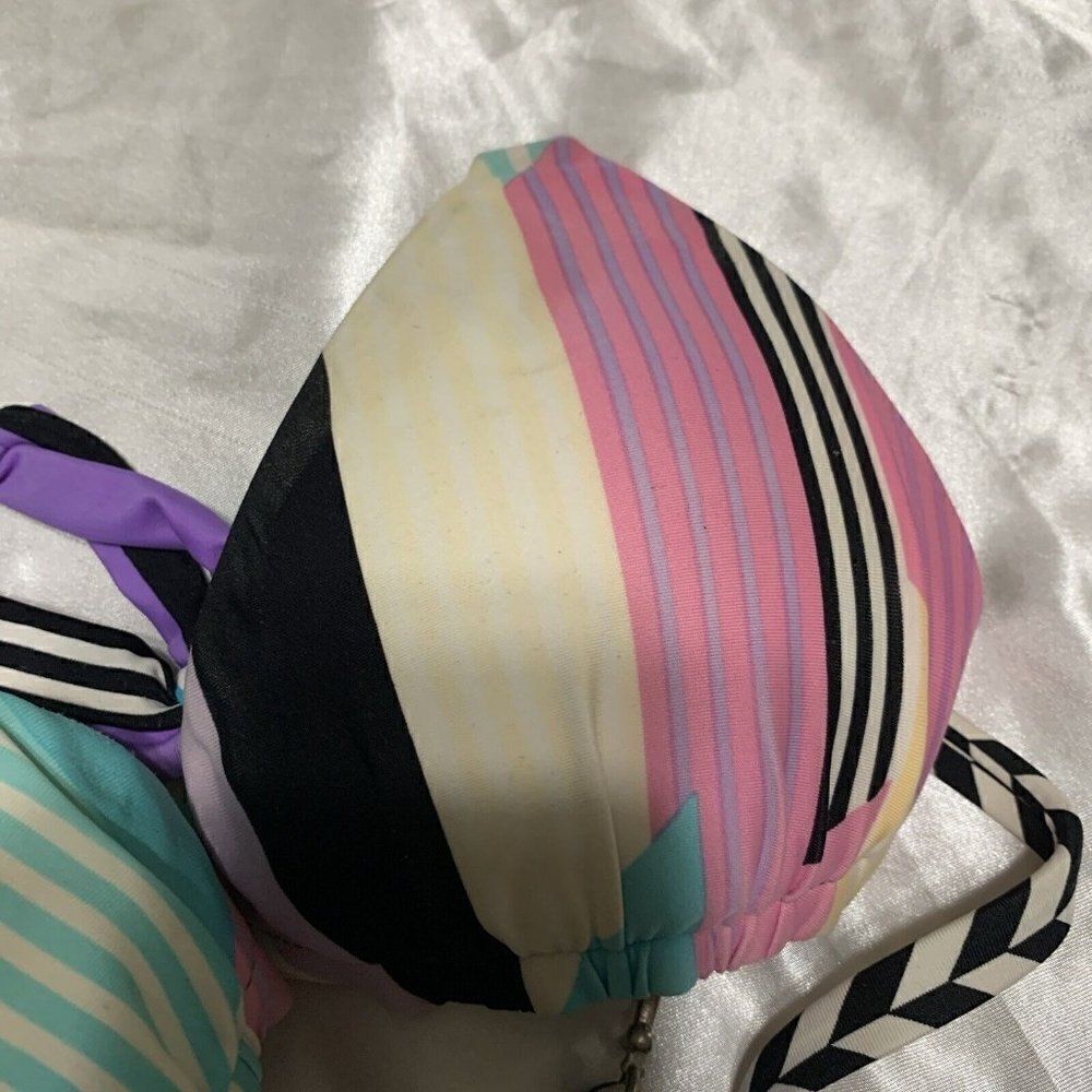 B Swim Pink Black Purple Yellow Push Up Bikini Top Small - Picture 6 of 7